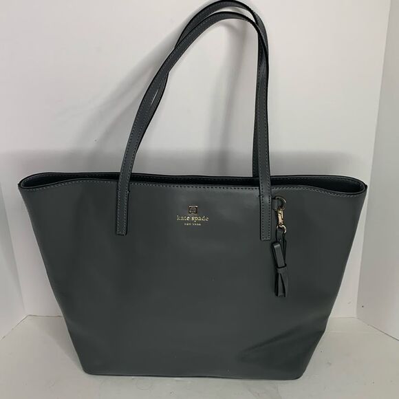 kate spade Handbags - Kate Spade Sawyer Street smooth gray leather maxi tote NWOT